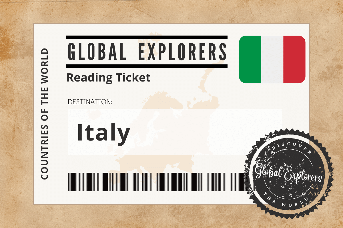 A collection of books and resources for a unit study on Italy, courtesy of the Global Explorers Club, an "Around the World" curriculum for elementary students.