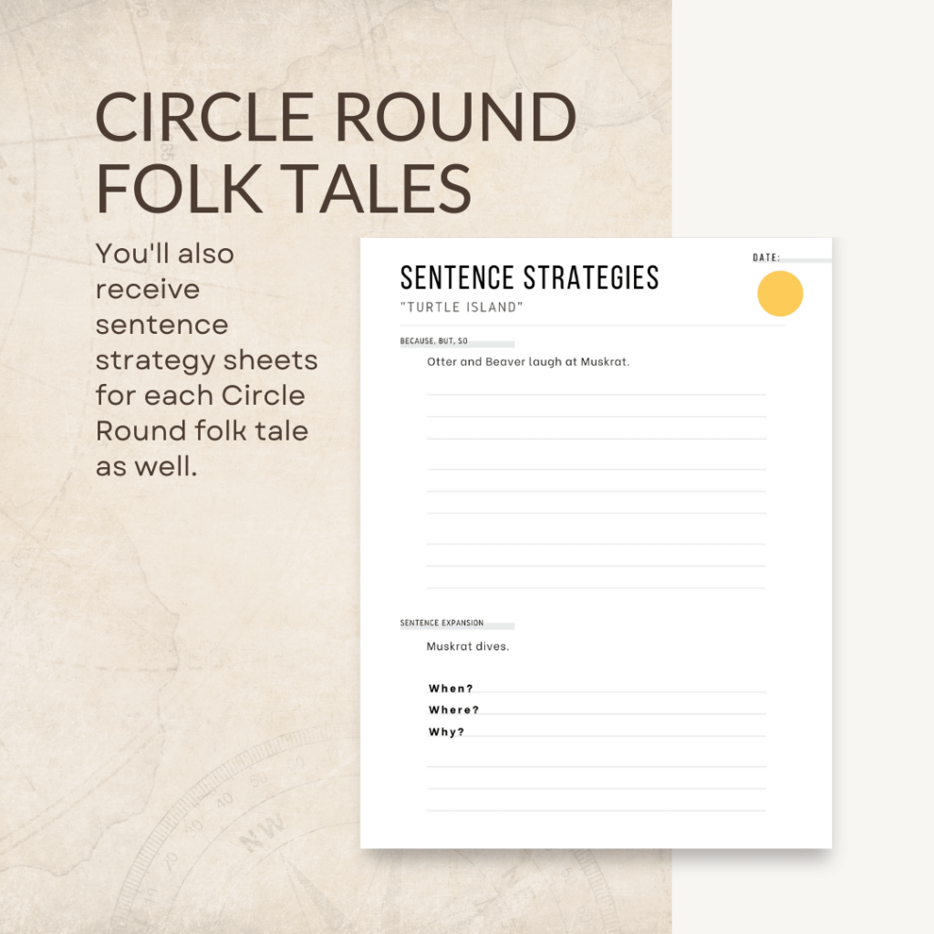 Listen to folk tales from around the world with Circle Round, and then complete the Writing Revolution sentence strategy sheets. 