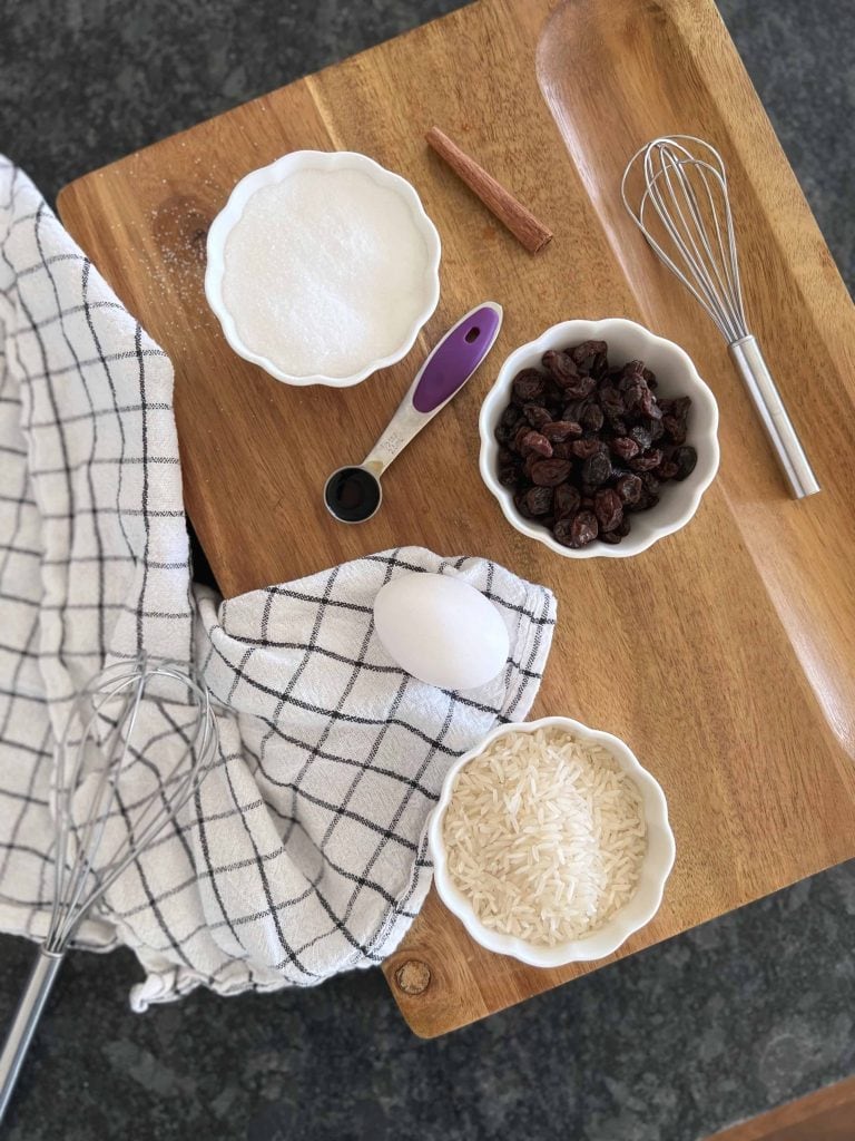 Arroz con Leche ingredients displayed, part of the Global Explorers Club's Mexico unit study where children learn how to cook recipes from around the world