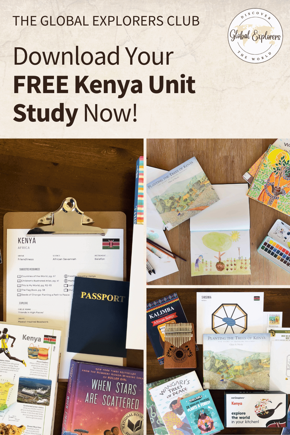 Free Kenya Unit Study for homeschoolers - hands-on learning activities, geography, culture, and more from the Global Explorers Club.