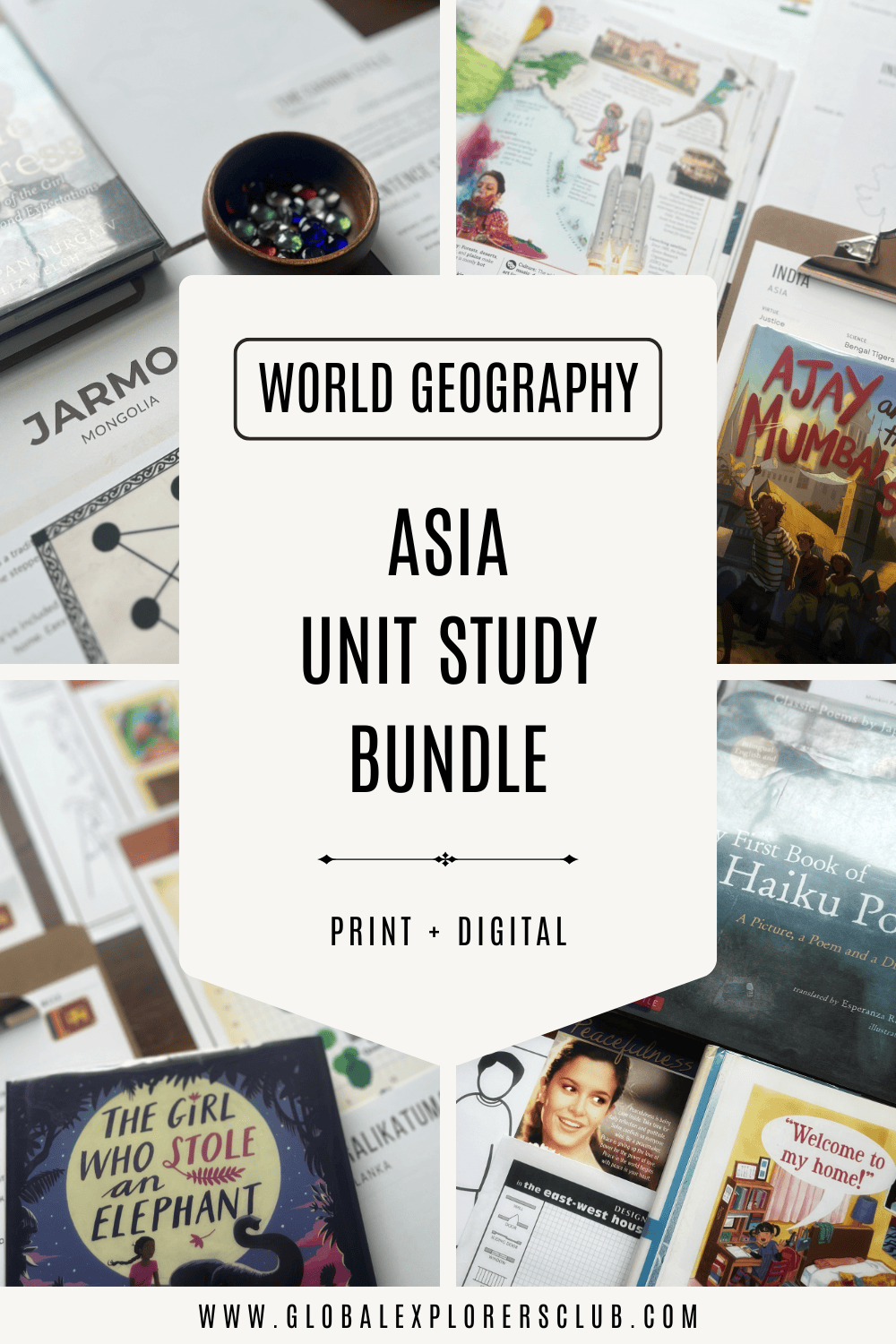 Explore Asia with your kids through hands-on geography, cultural activities, literature, science notebooking, and traditional games in this homeschool-friendly unit study bundle from Global Explorers Club.