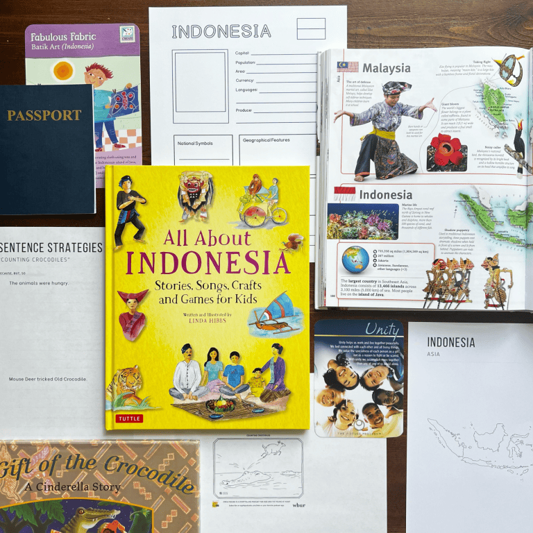 Indonesia Unit Study, a literature-based geography curriculum for kids featuring hands-on activities, The Writing Revolution resources, mapwork & notebooking, and more