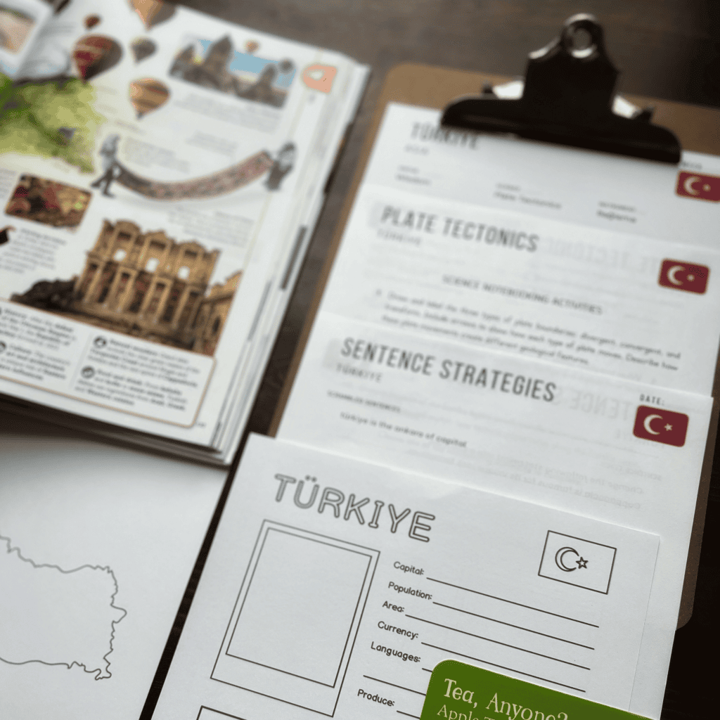 Turkey Unit Study, part of the Global Explorers Club's literature-based geography curriculum with cultural activities for kids, including The Writing Revolution resources, Circle Round folk tales, mapwork and notebooking, and more