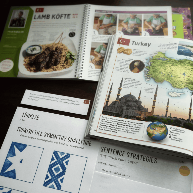 Turkey Unit Study, part of the Global Explorers Club's literature-based geography curriculum with cultural activities for kids, including The Writing Revolution resources, Circle Round folk tales, mapwork and notebooking, and more
