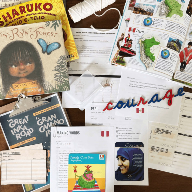 Peru, South America unit study, homeschool geography curriculum featuring hands-on cultural activities for kids, including learning about the Inca, archeology, and more!
