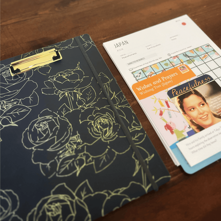 Clipboard folder used to store unit study materials