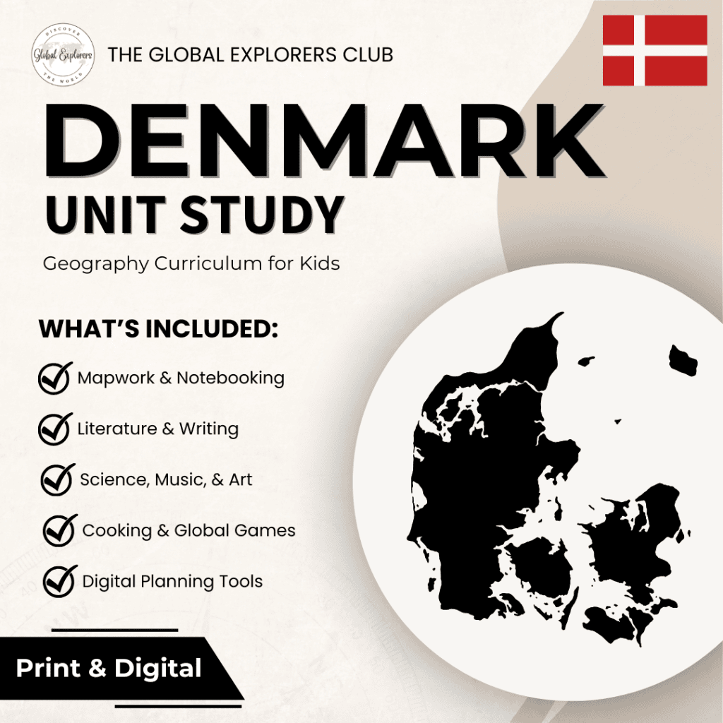 Denmark unit study, a literature-based geography curriculum featuring hands-on cultural activities for kids