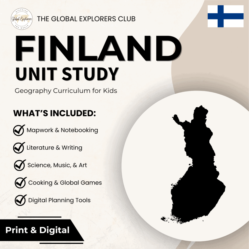 Finland unit study, a literature-based country study featuring hands-on cultural activities for kids