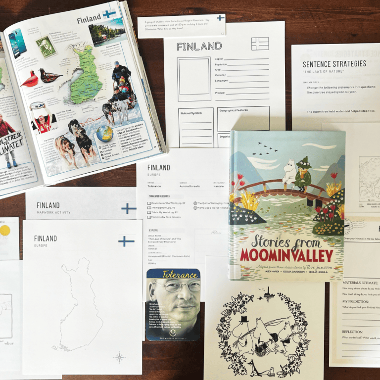 Finland Unit Study, part of the Global Explorers Club's literature-based world geography curriculum, featuring hands-on cultural activities for kids
