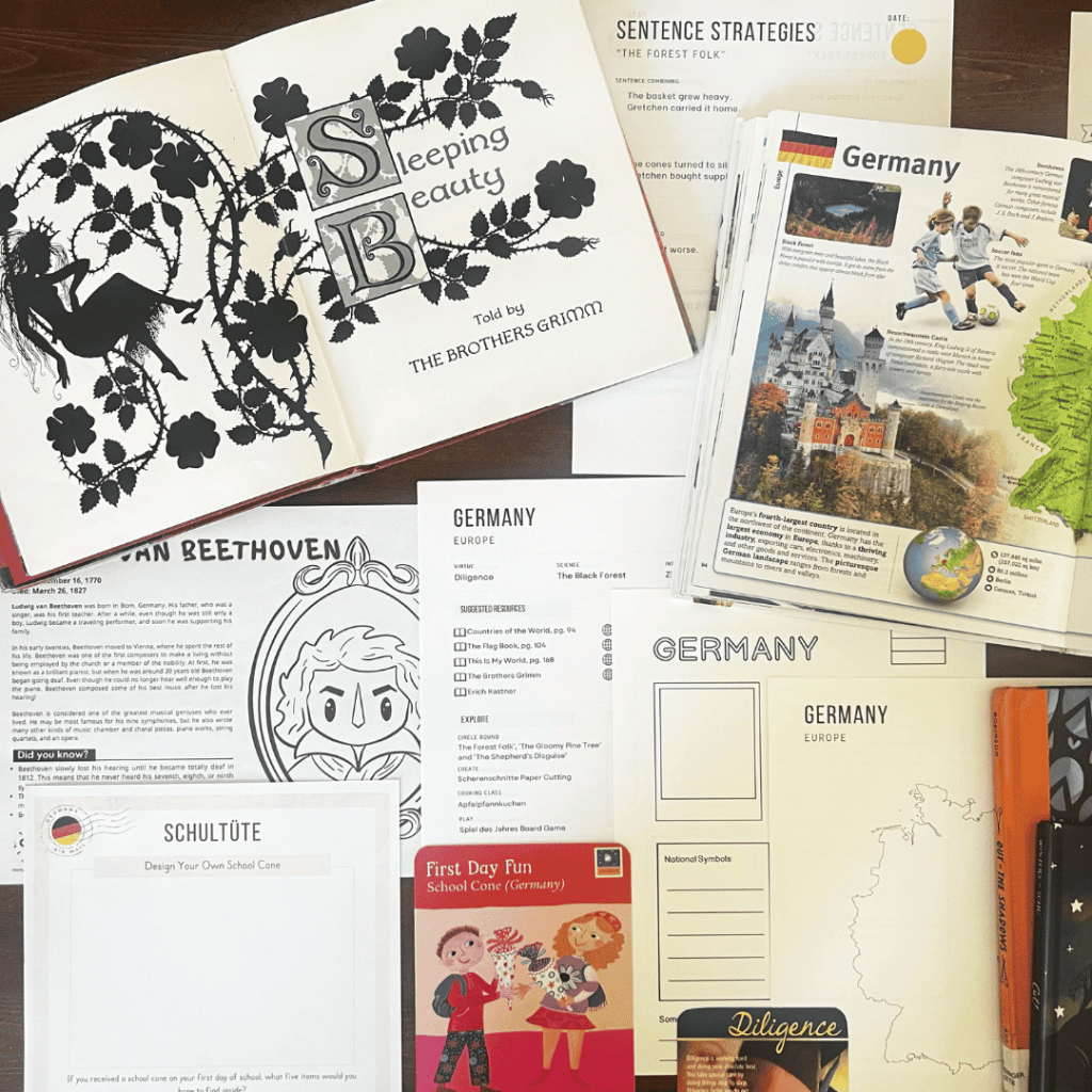Germany unit study, part of the Global Explorers Club's literature-based homeschool geography curriculum filled with books, mapwork, art, music, science, and hands-on cultural activities for kids.