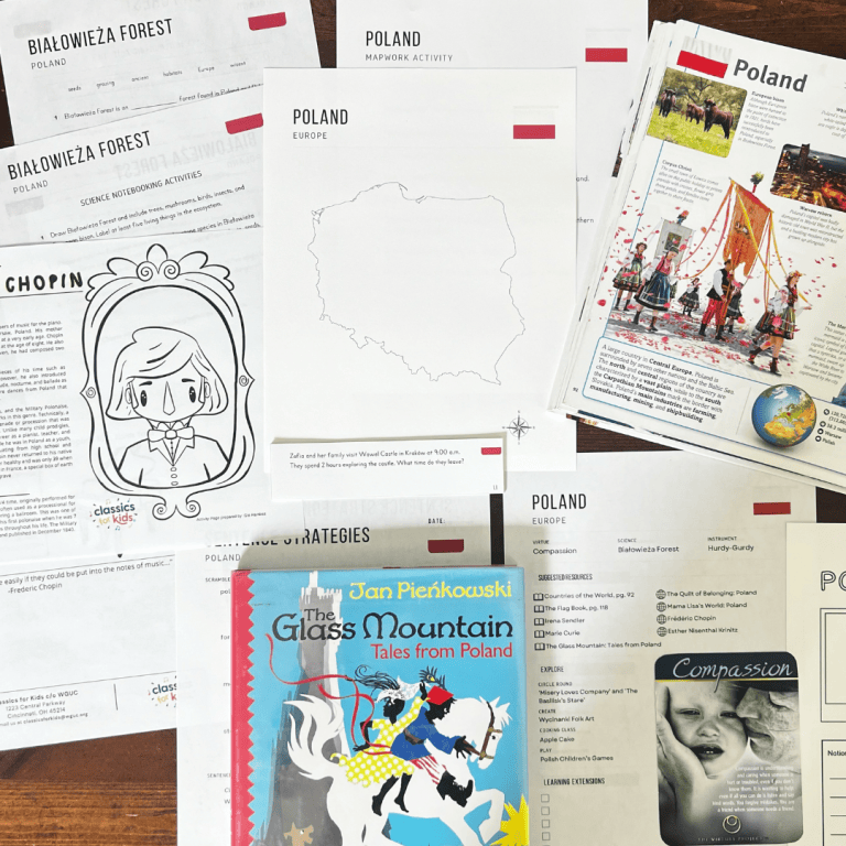 Poland Unit Study, part of the Global Explorers Club's literature-based world geography curriculum, featuring hands-on cultural activities for kids