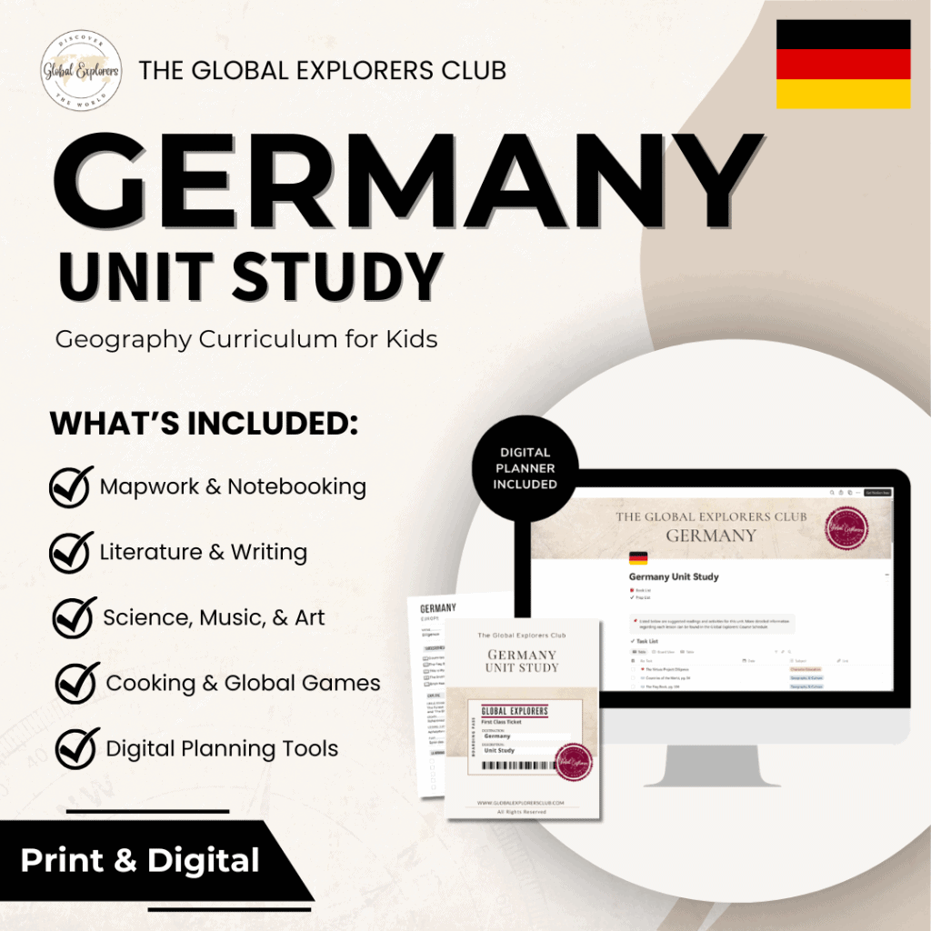 Germany unit study, a literature-based geography curriculum featuring hands-on activities for kids
